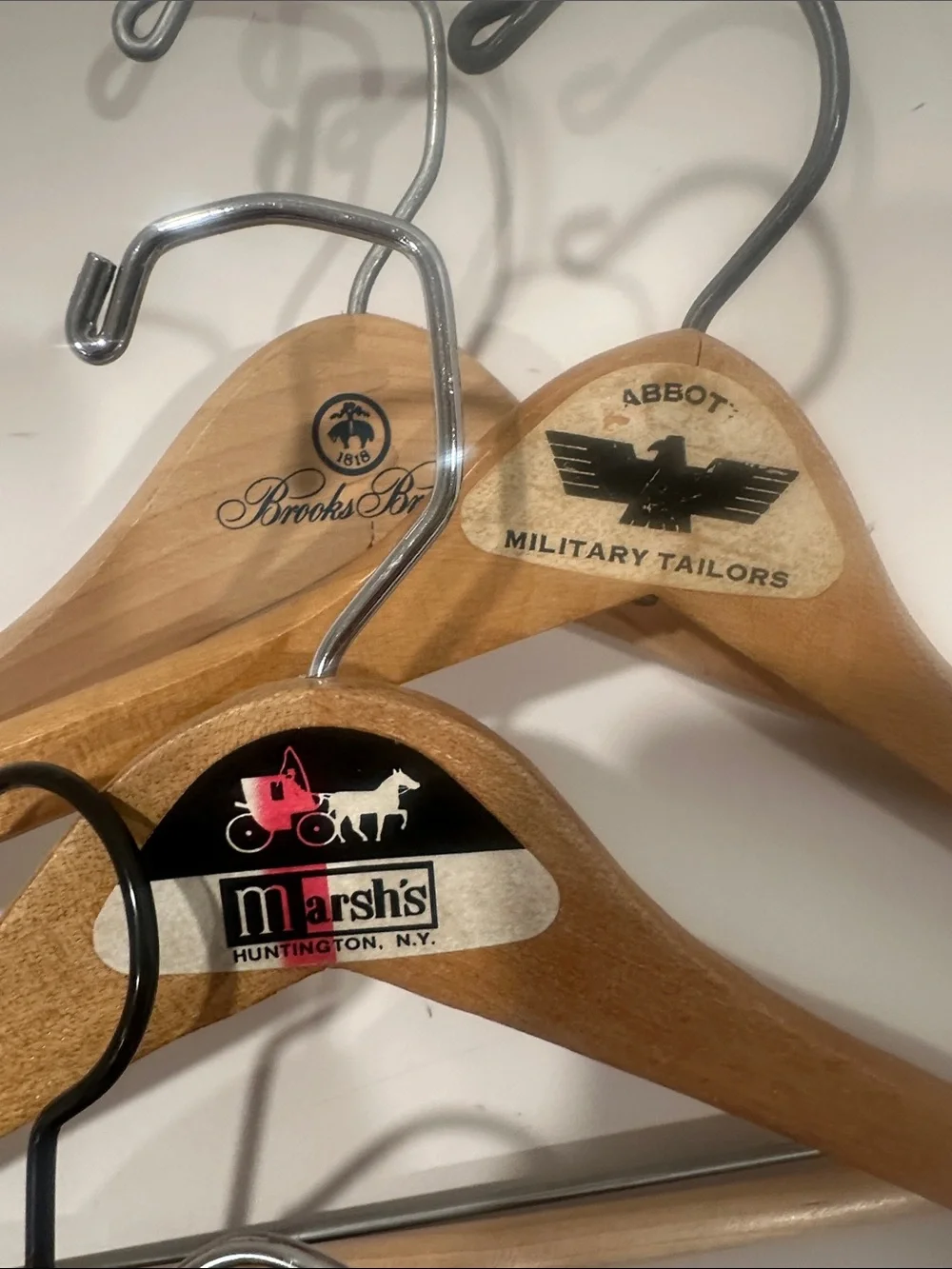 8 Mixed Wooden & Metal Clothing Hangers - Natural and Dark Wood